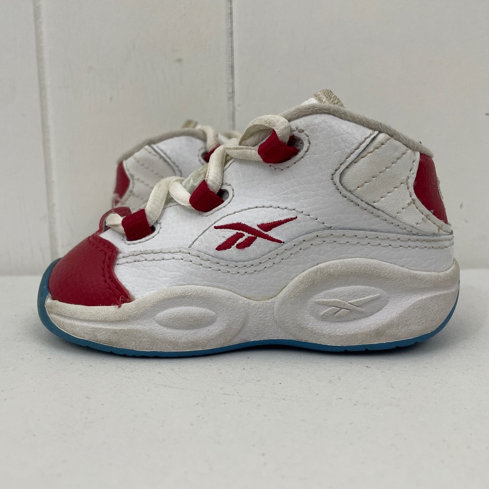 Reebok Question Mid White Red AR1859 Toddler Size 5C Allen Iverson AI - Picture 2 of 8
